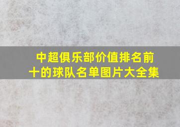 中超俱乐部价值排名前十的球队名单图片大全集