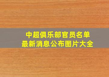 中超俱乐部官员名单最新消息公布图片大全