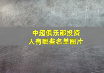 中超俱乐部投资人有哪些名单图片