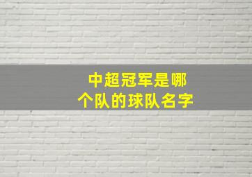 中超冠军是哪个队的球队名字