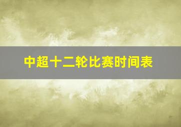 中超十二轮比赛时间表