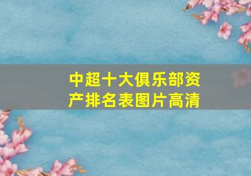 中超十大俱乐部资产排名表图片高清