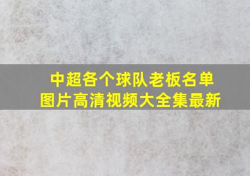 中超各个球队老板名单图片高清视频大全集最新