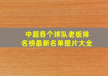 中超各个球队老板排名榜最新名单图片大全