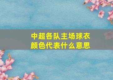 中超各队主场球衣颜色代表什么意思