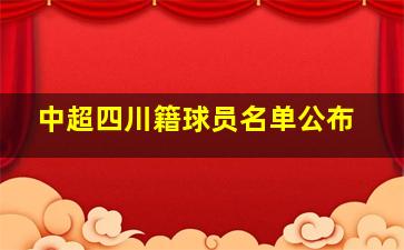 中超四川籍球员名单公布