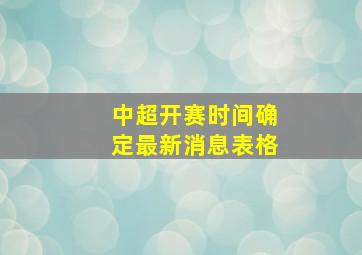 中超开赛时间确定最新消息表格