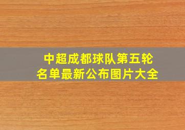 中超成都球队第五轮名单最新公布图片大全