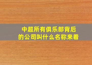 中超所有俱乐部背后的公司叫什么名称来着