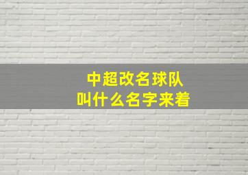 中超改名球队叫什么名字来着