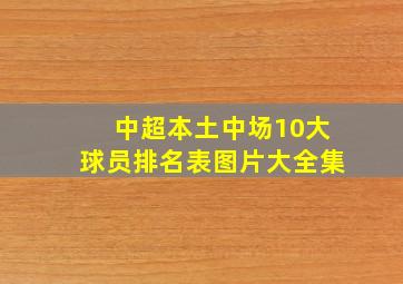 中超本土中场10大球员排名表图片大全集