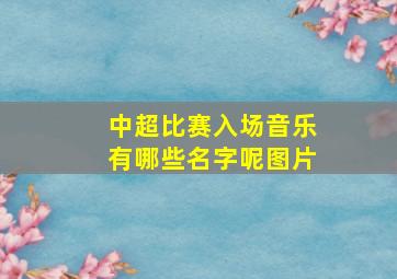 中超比赛入场音乐有哪些名字呢图片