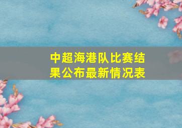 中超海港队比赛结果公布最新情况表