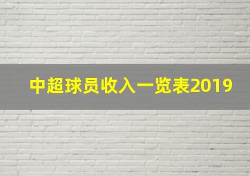 中超球员收入一览表2019