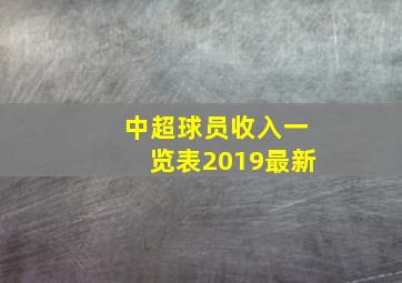 中超球员收入一览表2019最新