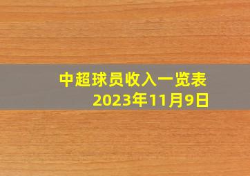 中超球员收入一览表2023年11月9日