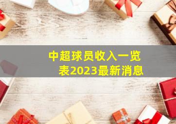 中超球员收入一览表2023最新消息