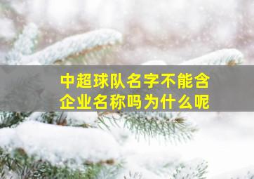 中超球队名字不能含企业名称吗为什么呢