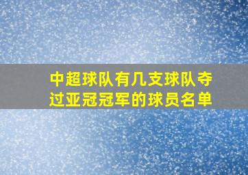 中超球队有几支球队夺过亚冠冠军的球员名单