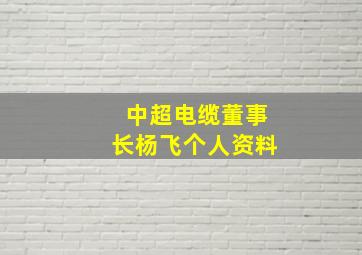 中超电缆董事长杨飞个人资料