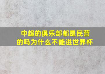 中超的俱乐部都是民营的吗为什么不能进世界杯