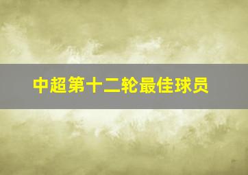 中超第十二轮最佳球员