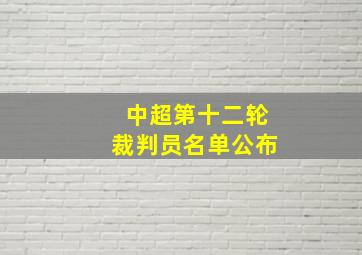 中超第十二轮裁判员名单公布