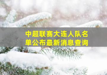 中超联赛大连人队名单公布最新消息查询