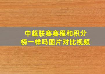 中超联赛赛程和积分榜一样吗图片对比视频