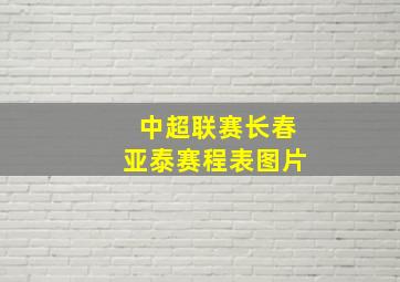 中超联赛长春亚泰赛程表图片