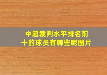 中超裁判水平排名前十的球员有哪些呢图片