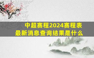 中超赛程2024赛程表最新消息查询结果是什么