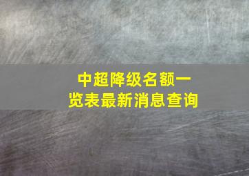 中超降级名额一览表最新消息查询