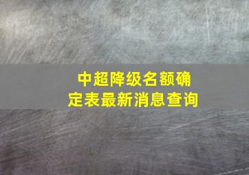 中超降级名额确定表最新消息查询