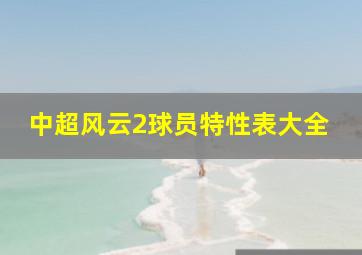 中超风云2球员特性表大全