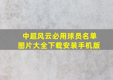 中超风云必用球员名单图片大全下载安装手机版