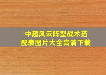 中超风云阵型战术搭配表图片大全高清下载