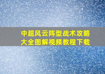 中超风云阵型战术攻略大全图解视频教程下载