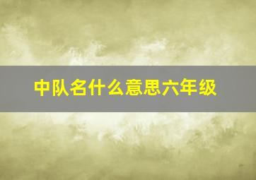 中队名什么意思六年级