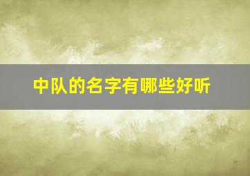 中队的名字有哪些好听