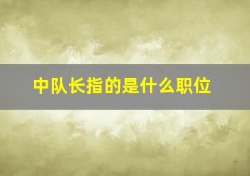 中队长指的是什么职位