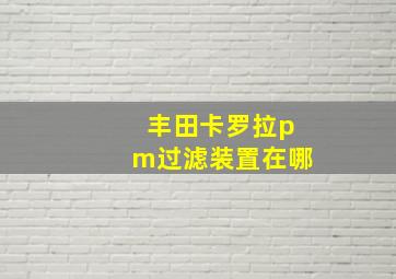 丰田卡罗拉pm过滤装置在哪