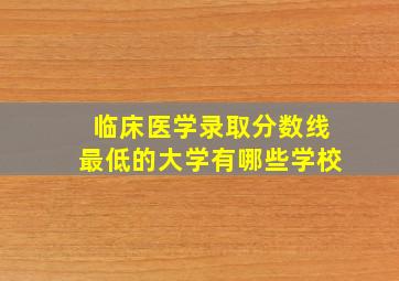 临床医学录取分数线最低的大学有哪些学校