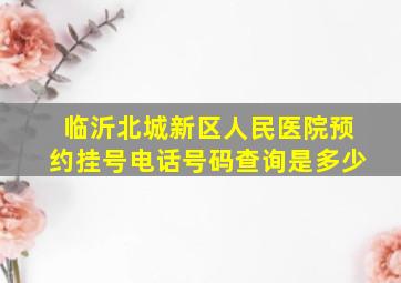 临沂北城新区人民医院预约挂号电话号码查询是多少