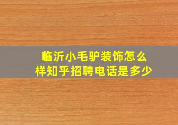 临沂小毛驴装饰怎么样知乎招聘电话是多少