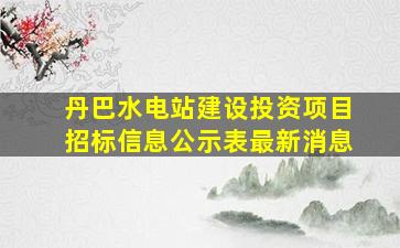 丹巴水电站建设投资项目招标信息公示表最新消息