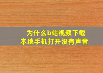 为什么b站视频下载本地手机打开没有声音