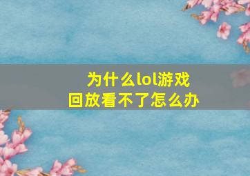 为什么lol游戏回放看不了怎么办