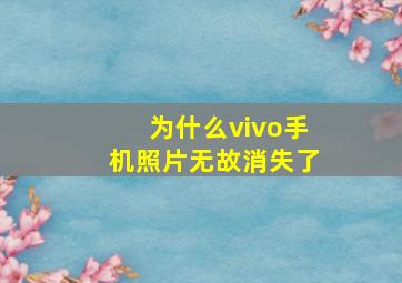 为什么vivo手机照片无故消失了