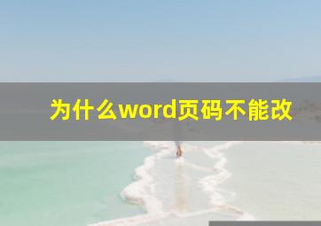 为什么word页码不能改